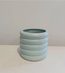 ribbed plant pot - duck egg