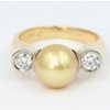 Yellow pearl and diamond ring