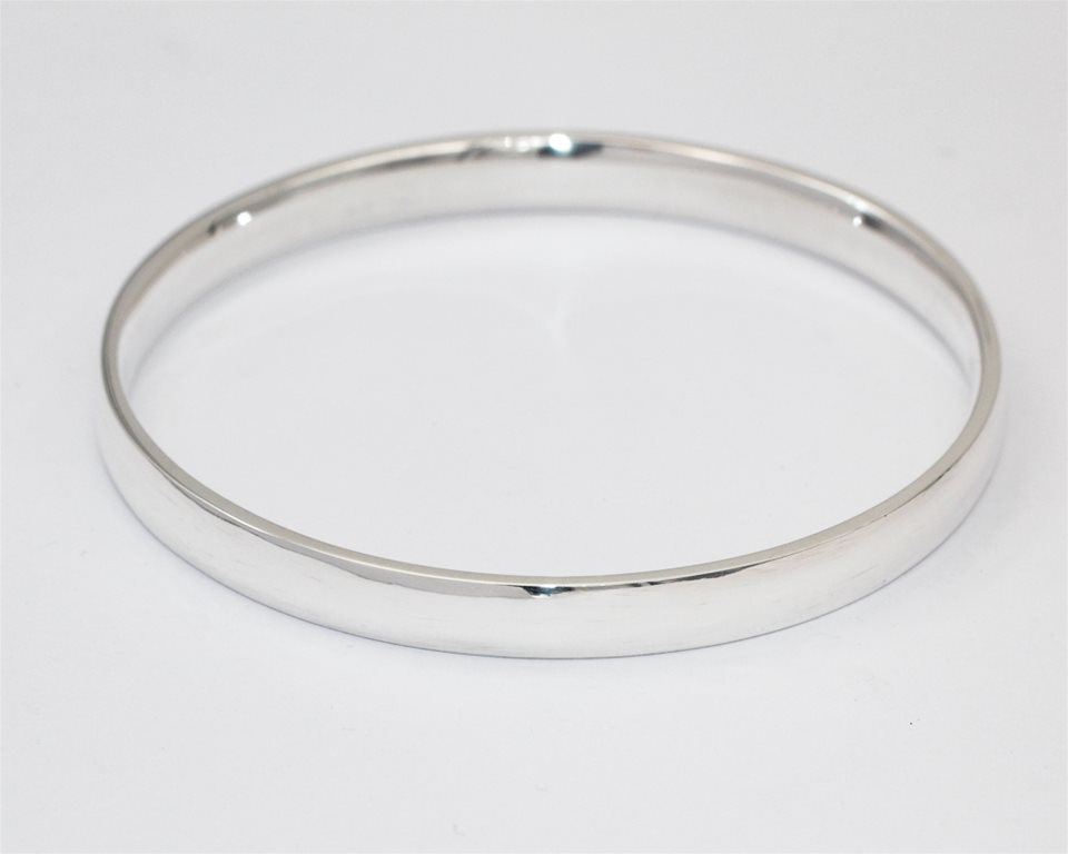 Solid sterling silver bangle 6.6mm wide, 2.7mm thick