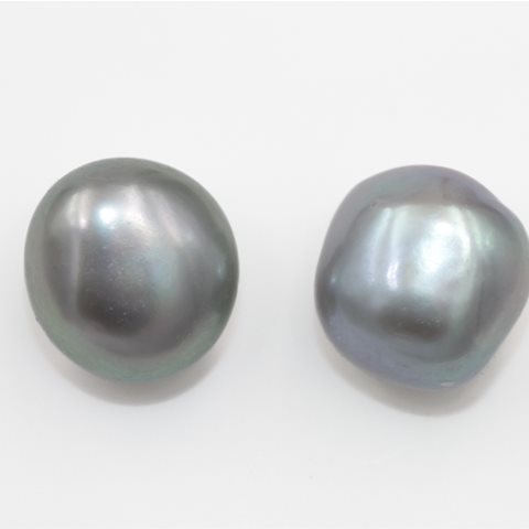 Silver baroque pearl studs