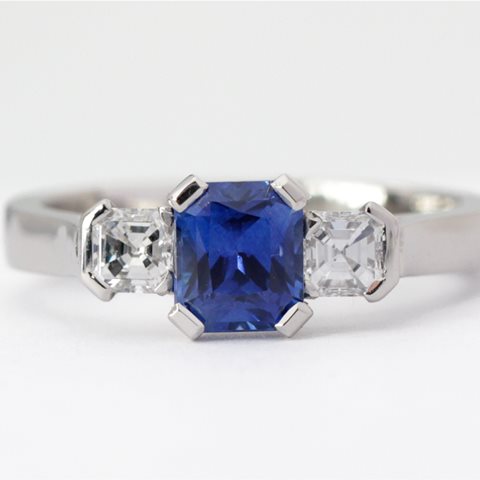 Sapphire and diamond  step cut