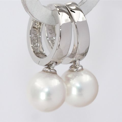 Pearl and silver huggies