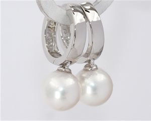 Pearl and silver huggies