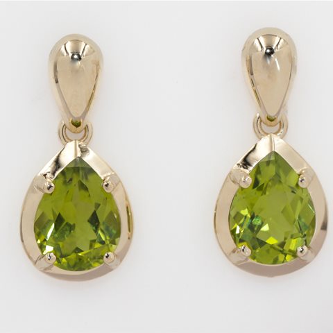 Pear peridot earrings