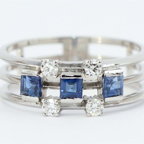 Sapphire and diamond 7 stone