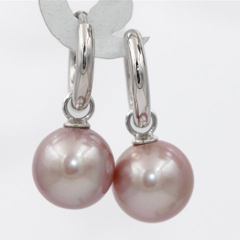 Rose pearl huggie earrings